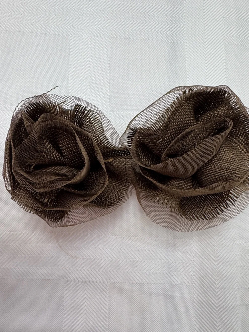 Cream & Brown Fabric Floral Hair Clips - Set of 9 Decorative Accessories